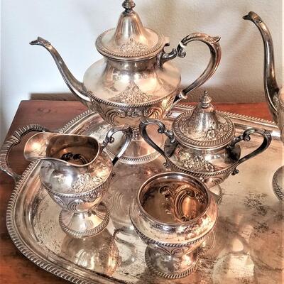 Lot #177 Gorgeous Vintage Sterling Silver Tea Set with Tray