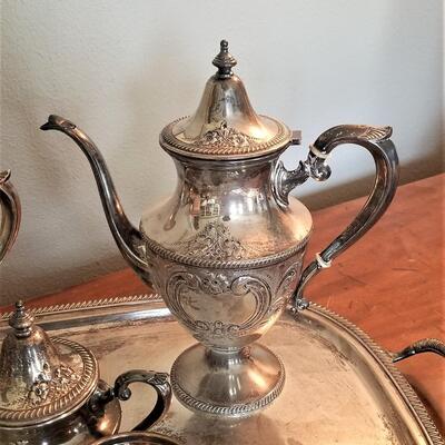 Lot #177 Gorgeous Vintage Sterling Silver Tea Set with Tray