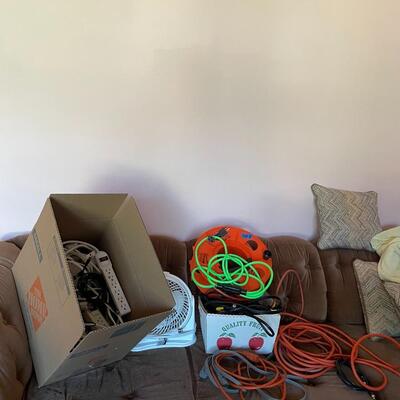 Lot 8- Misc. cords and fan