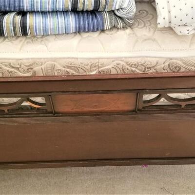 Lot #181  Vintage Twin Bed with good mattress set and bed linens