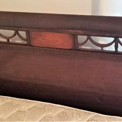 Lot #181  Vintage Twin Bed with good mattress set and bed linens