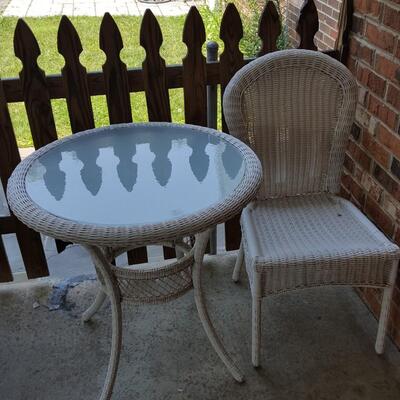 Vinyl Patio Table and 1 Chair 