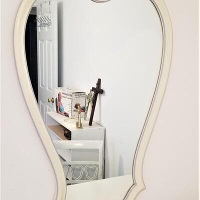 Lot #182  Vintage French Provincial Style Knee-Hole desk with mirror & chair