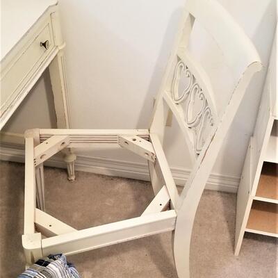 Lot #182  Vintage French Provincial Style Knee-Hole desk with mirror & chair