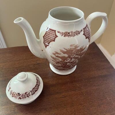 LOT 8 - Teapot, Tea Cups & Saucer Plates Set, Alfred Meakin, Fair Winds, 10 pieces