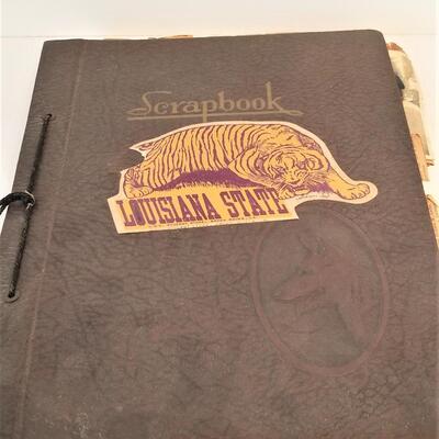 Lot #183  Vintage LSU Scrapbook - ticket stubs, photos, programs, more