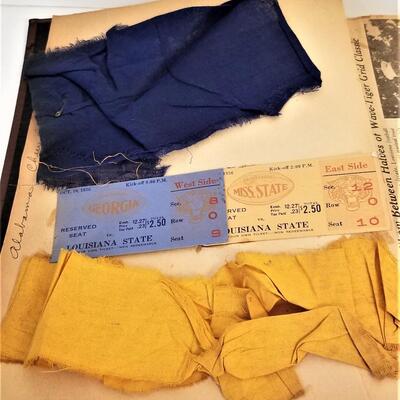 Lot #183  Vintage LSU Scrapbook - ticket stubs, photos, programs, more
