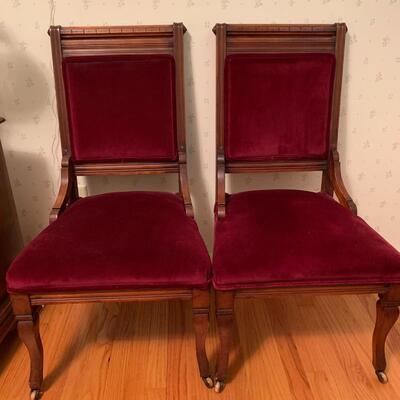 Lot 15 - Pair Of Antique Velvet Chairs
