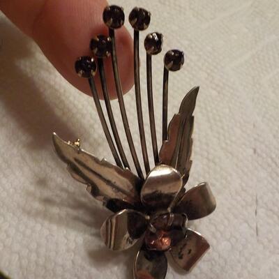 Vintage hand crafted Pin with amethyst stones.