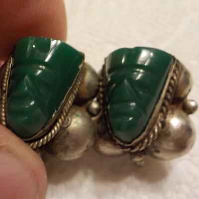 Jade stone earrings with sterling.