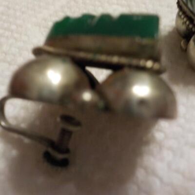 Jade stone earrings with sterling.