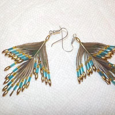 Hand made vintage peacock earings.