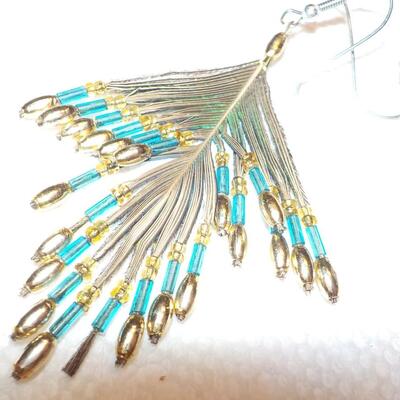 Hand made vintage peacock earings.