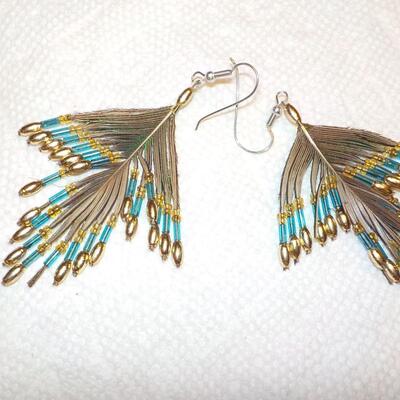 Hand made vintage peacock earings.