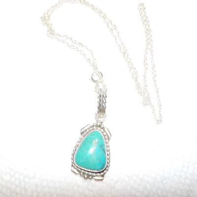 Vintage sterling turquoise stone necklace.