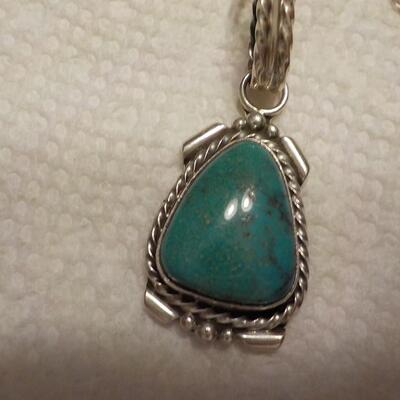 Vintage sterling turquoise stone necklace.