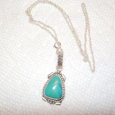Vintage sterling turquoise stone necklace.
