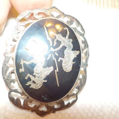 Magic of Dance sterling onyx pin.