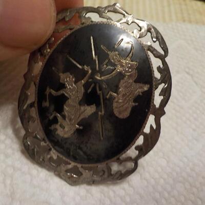 Magic of Dance sterling onyx pin.