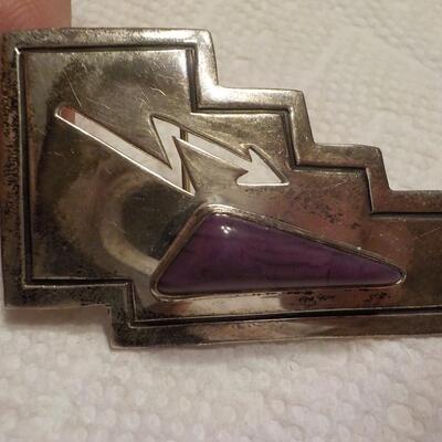 Vintage sterling precious purple stone pin.