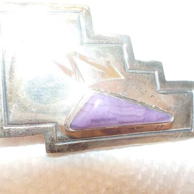 Vintage sterling precious purple stone pin.