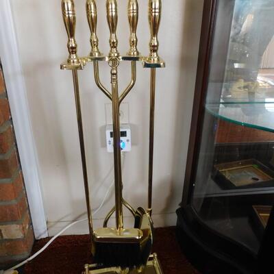 Large Brass CLEAN Fireplace Set