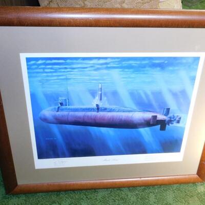 Vintage Submarine Print Framed 
