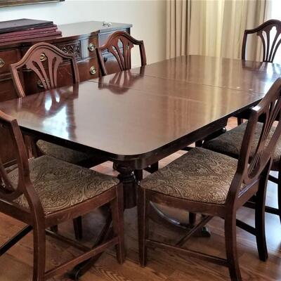 Lot #205  Vintage Dining Room Table and Six Chairs
