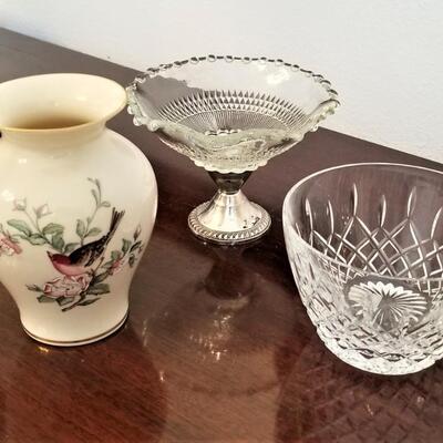 Lot #207   2 piece lot - Lenox Bowl with a Compote with Sterling Silver Base