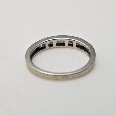 Lot #212  14kt White Gold Ring with Tiny Diamonds - Size 6