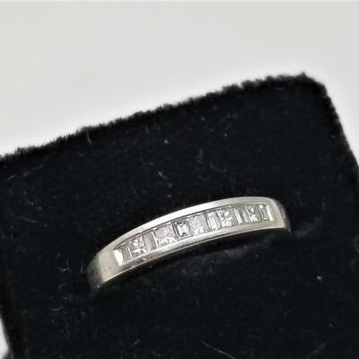 Lot #212  14kt White Gold Ring with Tiny Diamonds - Size 6