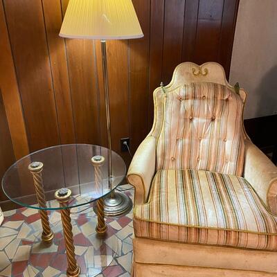 Mid Century Hollywood Regency glass coffee table and end table