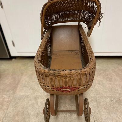 Vintage wicker baby doll stroller