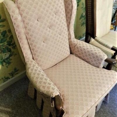 Vintage Shell Pattern Upholstered Chair with Skirt