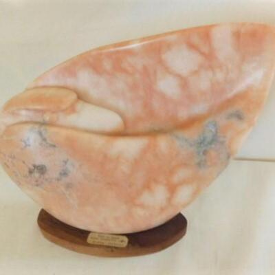 'Bird in Eagle' Wyoming Pink Alabaster Art Statuette 15