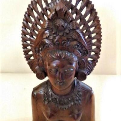 Carved Hardwood Klungkung Bali Woman with Headdress 13