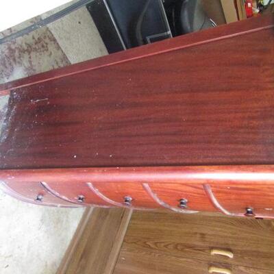 Vintage Flame Mahogany Bow Front Two over Four Dresser 