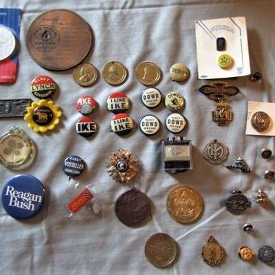 Vintage Collection of Political and Other Buttons