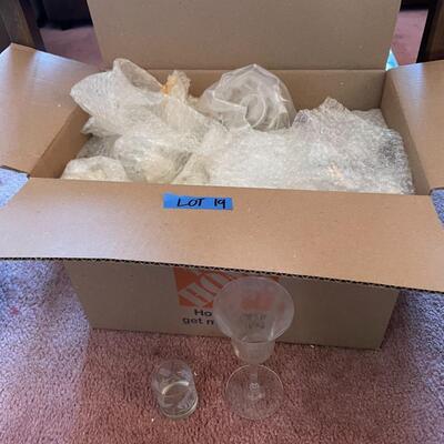 Lot 19- box of wrapped glassware