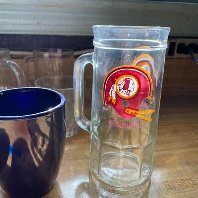 lot 79- set of (12) misc. glasses, vintage Redskins mug