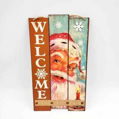 CHRISTMAS IN JULY~WELCOME SANTA HANGING SIGN