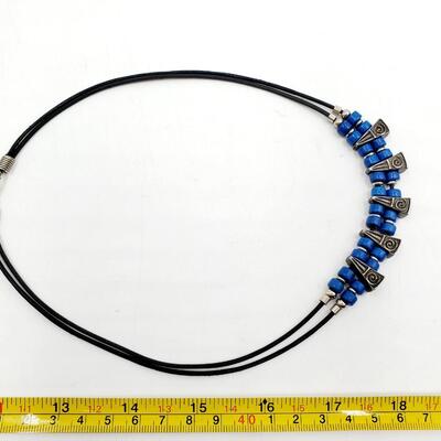 BLUE AND SILVER TONED BEADED NECKLACE BUNDLE OF 2