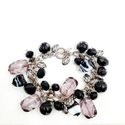 BLACK BEADED AND METAL BRACELET BUNDLE OF 3