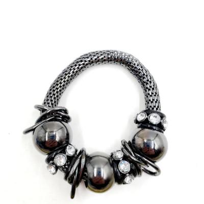 BLACK BEADED AND METAL BRACELET BUNDLE OF 3