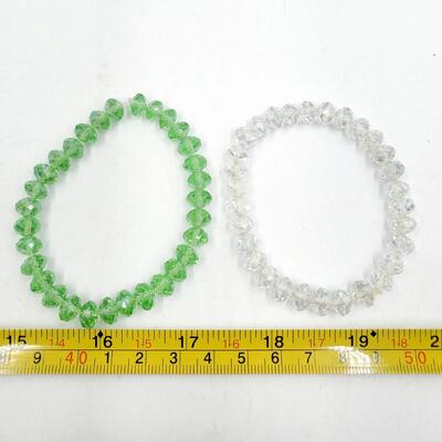 CRYSTAL CUT PLASTIC BEADED BRACELET BUNDLE OF 4