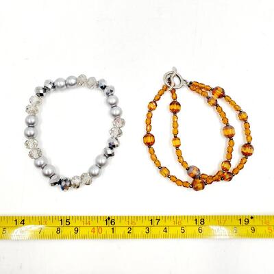 CRYSTAL CUT PLASTIC BEADED BRACELET BUNDLE OF 4