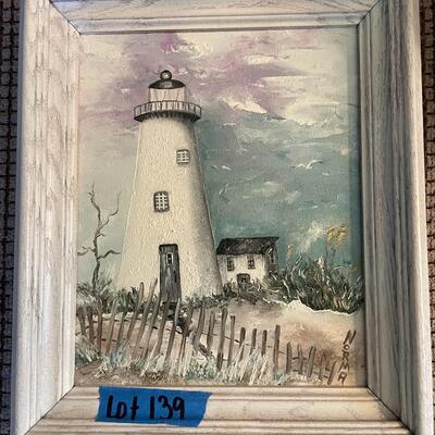 lot 139- gorgeous lighthouse painting by Nora