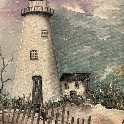 lot 139- gorgeous lighthouse painting by Nora