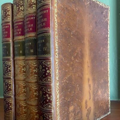 LOT 93 - Short History of English People - J.R. Green - Antique Book Set - 4 Vol.