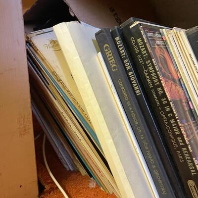 lot 161- Misc. bundle of records, stool
